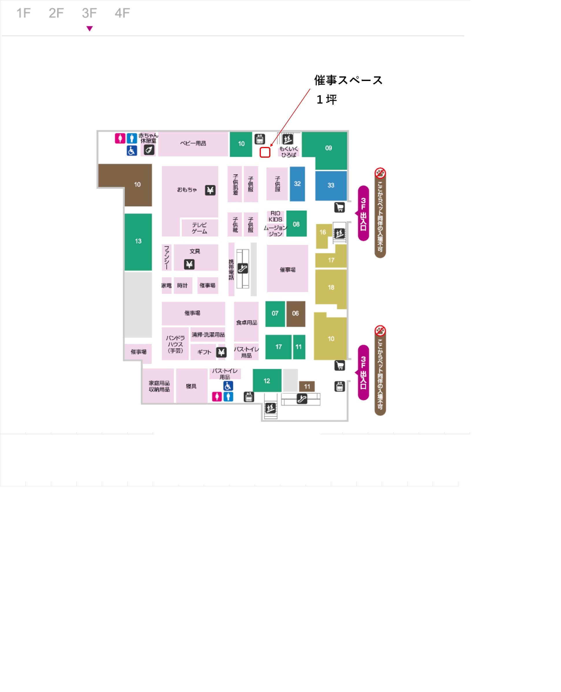 3Fエレベーター前(もくいくひろば側)の図面・フロアマップ